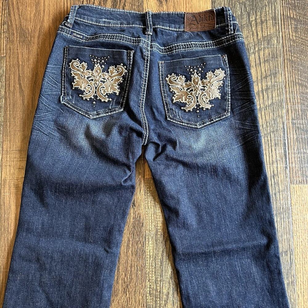 Adiktd Y2K Bootcut Jeans Women's 8 W30 Dark Wash Bling Embroidered Western